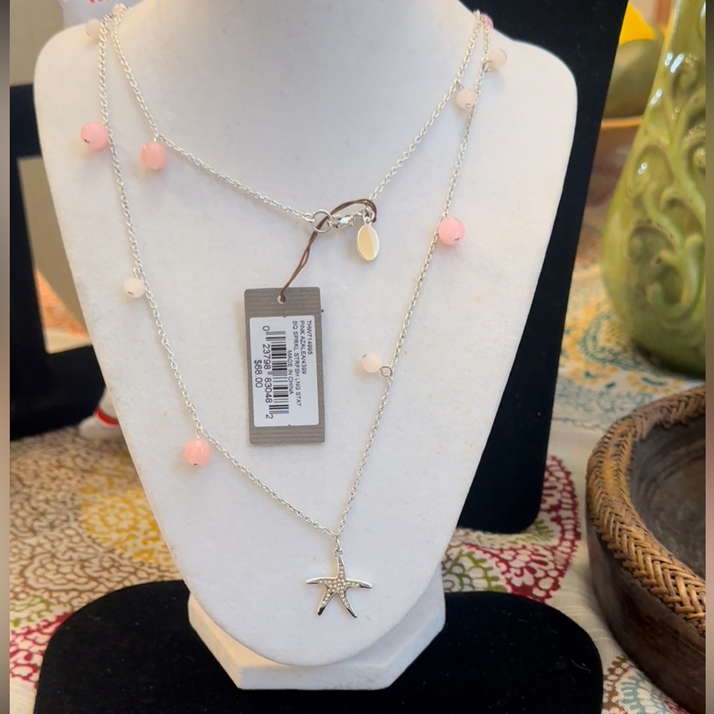 Tommy Bahama Pink Azalea Sparkle Starfish Long Necklace NWT